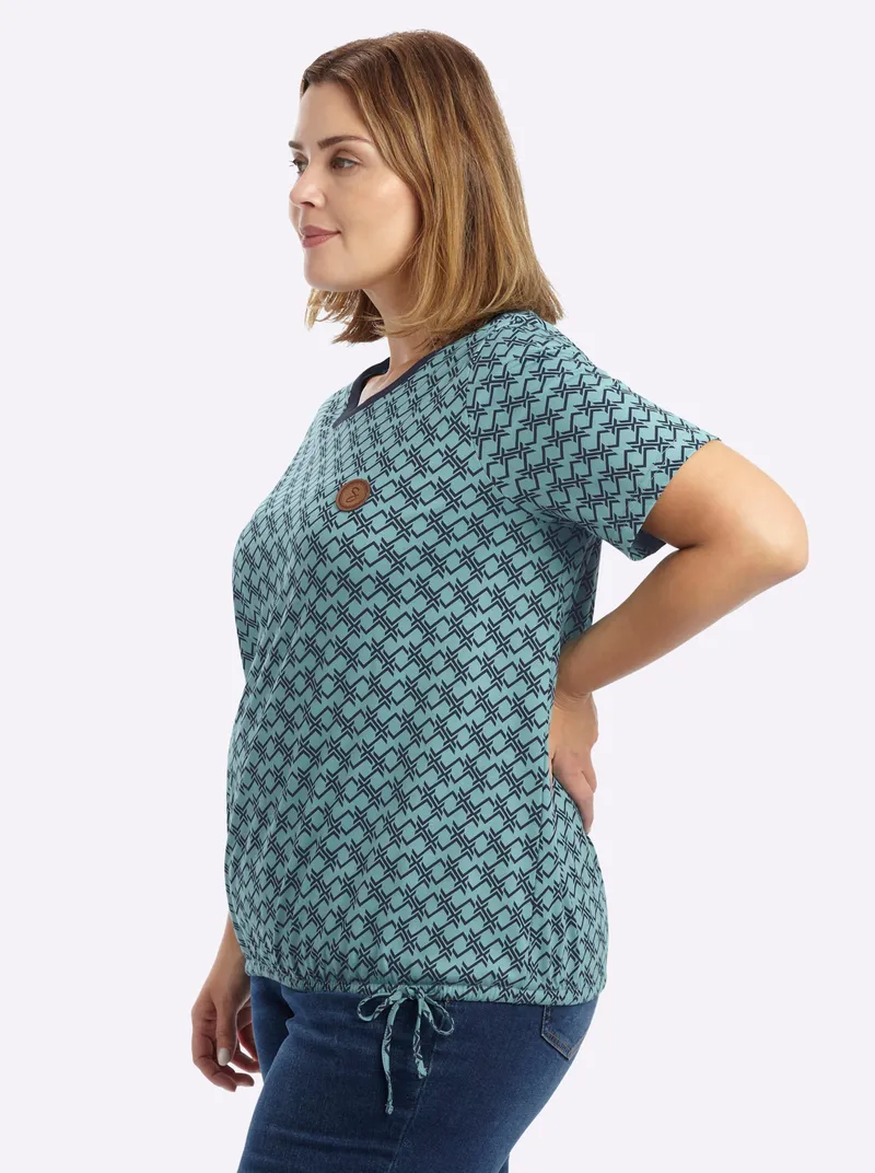 sheego Shirt ozean-tiefblau-bedruckt, Ozean-tiefblau-bedruckt, – Produktbild 1 von 2