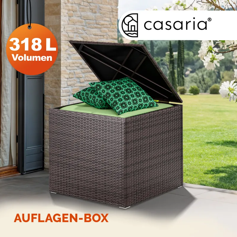 Casaria® Gartenbox Polyrattan 318L Braun mit Innenverkleidung wetterfest, Braun, – Produktbild 2 von 2