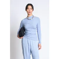 JAN N JUNE JAN 'N JUNE Damen vegan Langarm-Shirt Tove Mit Asymmetrischem Schnitt Mittelblau – Produktbild 1 von 1