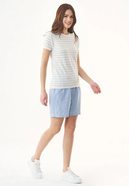 ORGANICATION ORGANICATION Shorts aus TENCEL Lyocell und Leinen, Blau(blue indigo), – Produktbild 1 von 4
