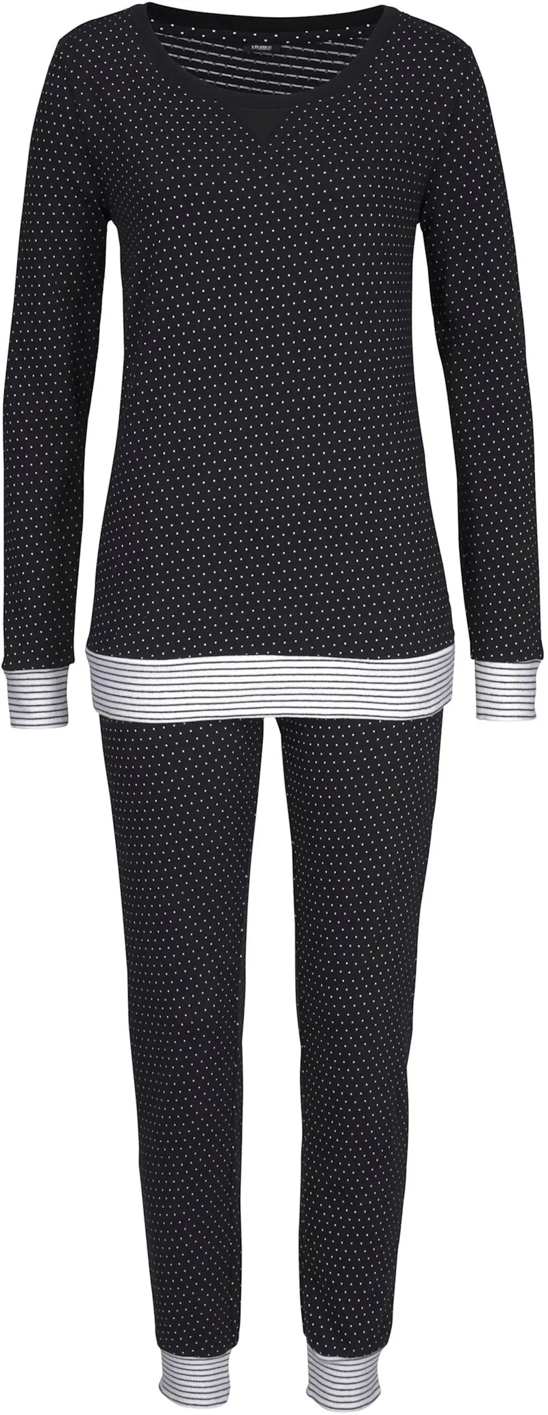 Vivance Dreams by Lascana Pyjama schwarz-gepunktet, Schwarz-gepunktet, – Produktbild 3 von 3