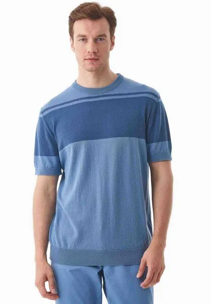 ORGANICATION ORGANICATION Strickshirt aus Bio-Baumwolle, Coronet blue/light navy, – Produktbild 1 von 4