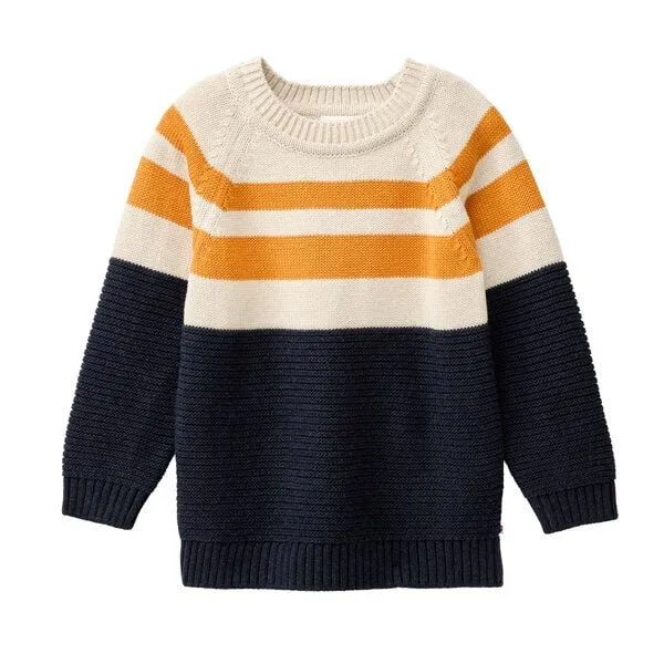 People Wear Organic People Wear Organic Strick Pullover, blau mélange, Bio-Baumwolle – Produktbild 1 von 2