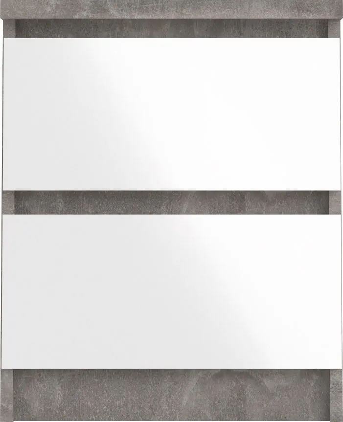 Home affaire Nachttisch Naia, Eleganter Nachttisch mit 2 Schubladen, Grau, – Produktbild 4 von 5