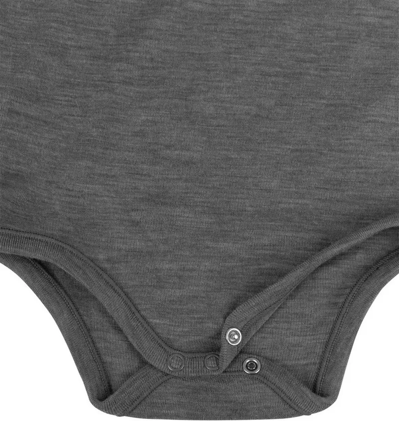 normani Langarmwickelbody Baby Merino Body Langarm Auckland Einteiler Bobysuit mit Umschlag für Jungen und Mädchen, Grau, – Produktbild 1 von 5
