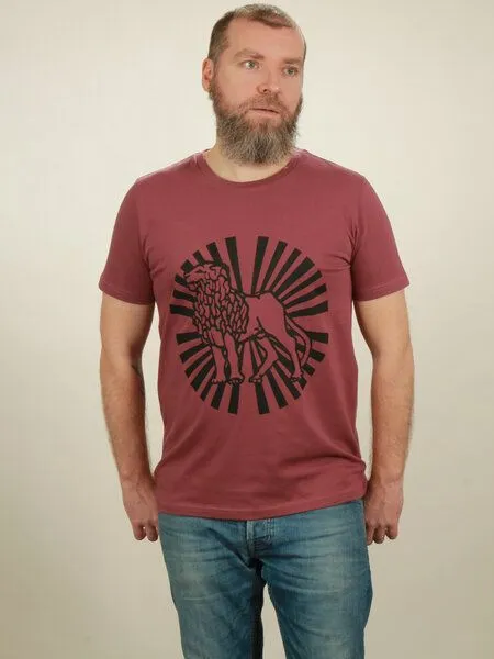 NATIVE SOULS Native Souls T-Shirt Herren - Lion Sun, Berry, – Produktbild 1 von 1
