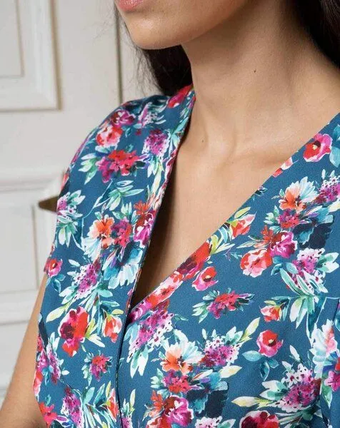 Aatise Aatise Festliches Wickelkleid aus 100% Ecovero Zady, kurzarm, Blau, – Produktbild 1 von 3