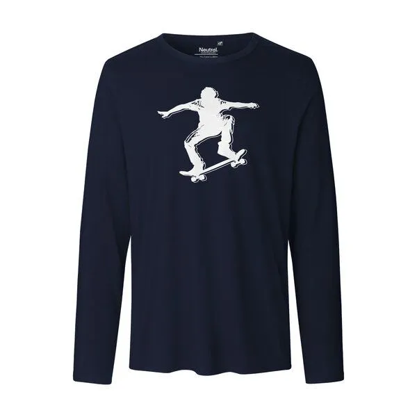 HANDGEDRUCKT HANDGEDRUCKT "Skater" Männer Longsleeve, Navy, – Produktbild 2 von 3