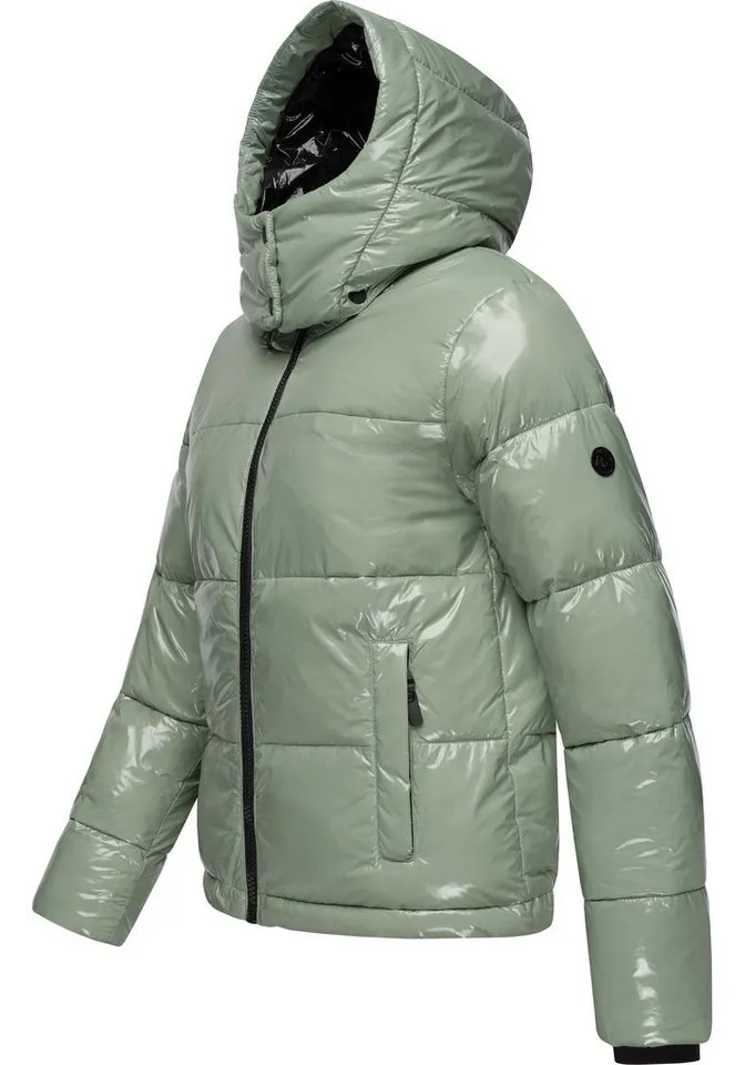 ragwear ragwear Steppjacke Roobie super stylische, gänzende Damen Winterjacke, Grau|grün, – Produktbild 3 von 5
