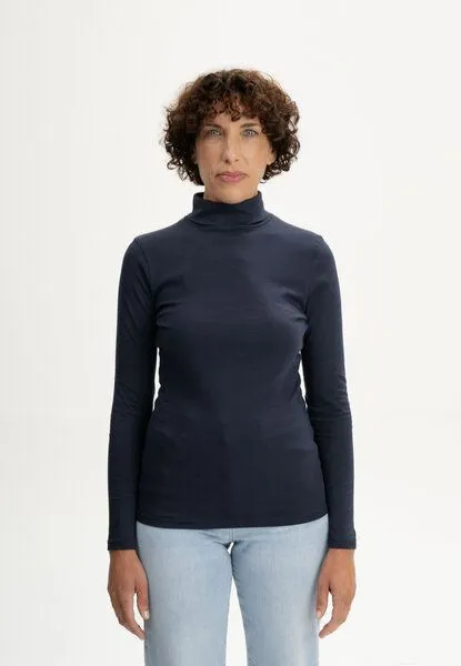 MELA MELA Turtleneck Shirt Style ANCHAL aus 100% Bio-Baumwolle, Navy, – Produktbild 1 von 4