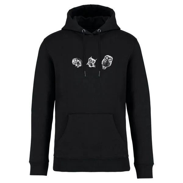Greenspired Greenspired Basic Bio Unisex Hoody Nr. 4 Three Owls 350g/m² XXS - 3 XL, Schwarz, – Produktbild 1 von 1
