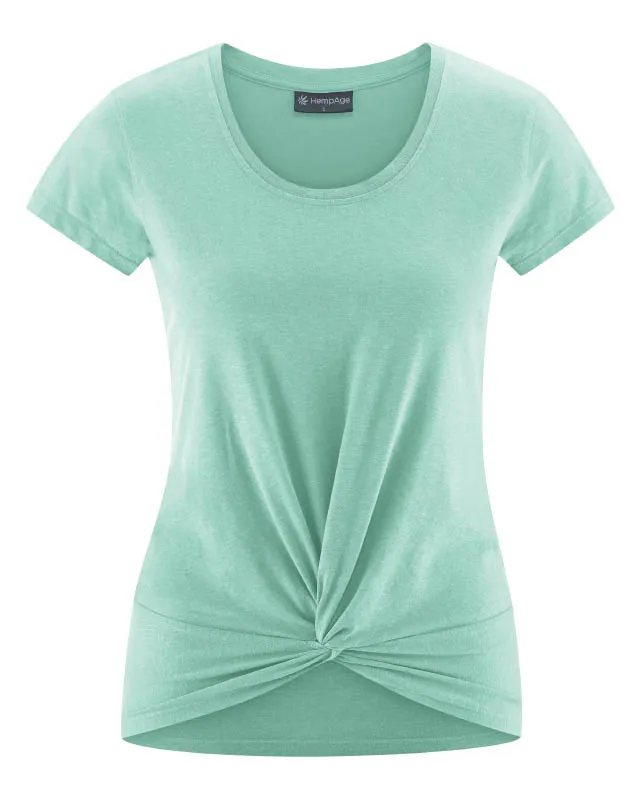 HempAge Hempage Damen vegan T-Shirt Mit Yoga Knoten Detail Salbeigrün, Grün, – Produktbild 2 von 2