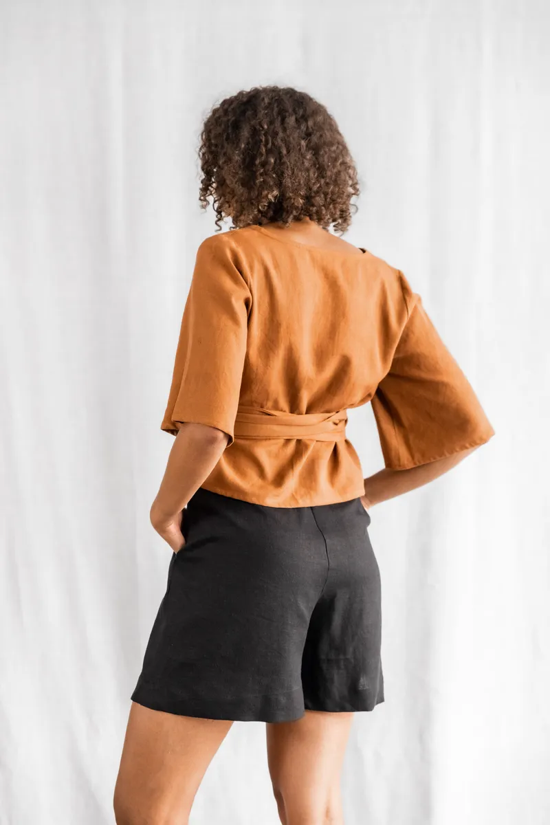 Jyoti - Fair Works Jyoti - Fair Works Damen vegan Bluse Vasanta Haselnuss, Dunkelorange, – Produktbild 2 von 2