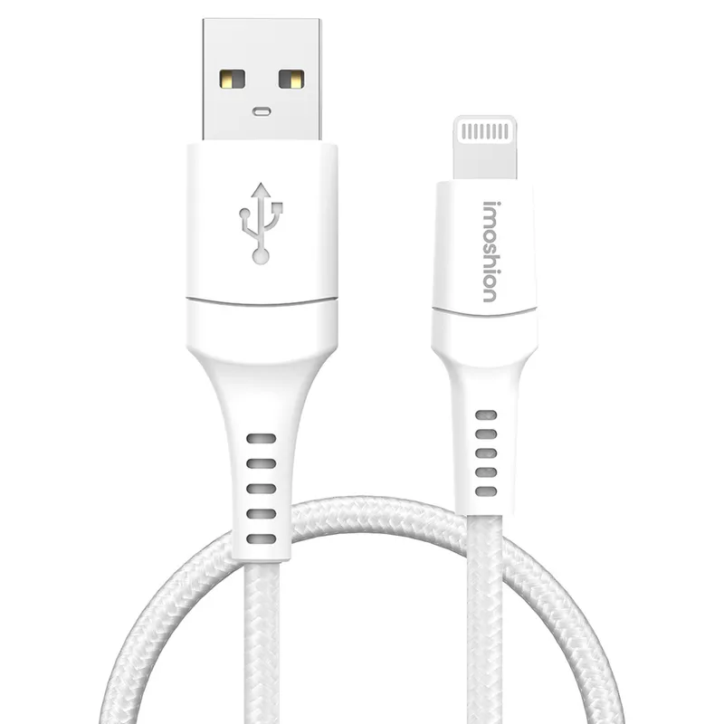 imoshion imoshion Lightning- auf USB-Kabel – nicht MFi-zertifiziert – Geflochtenes Gewebe – 1,5 m, Weiß, – Produktbild 1 von 1