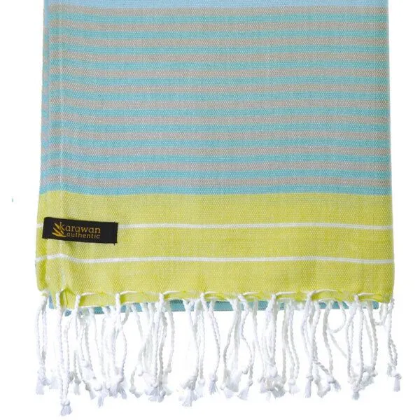 Karawan authentic Karawan authentic Fouta SUD (Peshtamal) aus Bio-Baumwolle, 100 x 200cm, Sunny lime, – Produktbild 3 von 4