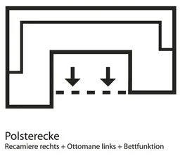 Home affaire Wohnlandschaft Budapest, viel Platz, Breite 288cm, zeitlos und elegant, U-Form, wahlweise mit Bettfunktion – Produktbild 1 von 1