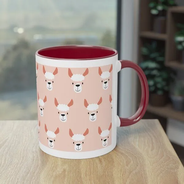 PepMelon PepMelon Lama Tasse mit Farbe innen, Be Llamazing, lustige Lama Weihnachtstasse, Bordeux, – Produktbild 4 von 4