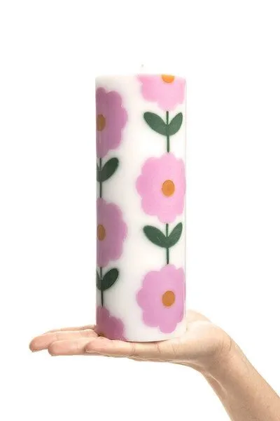 Tranquillo Tranquillo Stumpenkerze GLUMI FLOWERS, Wax035-rosa, – Produktbild 4 von 4