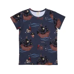 Walkiddy Baby T-Shirt GOTS zertifiziert, Bio-Baumwolle, dunkelblau, Piratenschiff-Muster, weich & bequem – Walkiddy – Produktbild 1 von 1