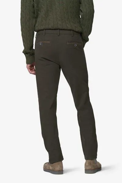 Meyer Meyer Chino in Mikro Struktur, Braun (oliv), – Produktbild 3 von 4