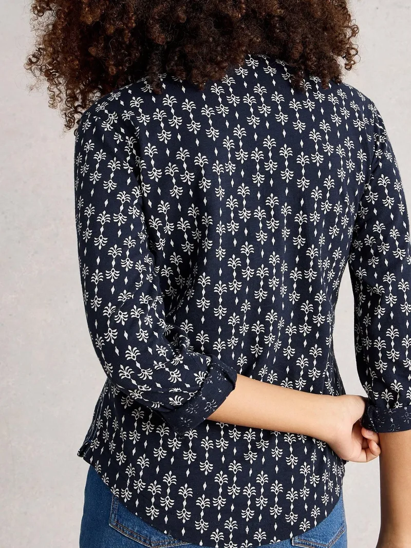 White Stuff Jerseybluse Annie - 40, Marine print, – Produktbild 4 von 4
