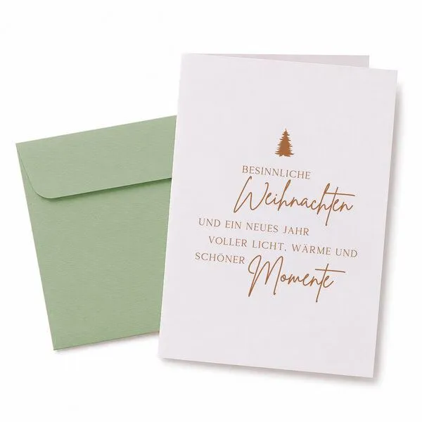 Bow & Hummingbird Bow & Hummingbird Edle Weihnachtskarte mit Spruch „Besinnliche Weihnachten“ Klappkarte Weihnachten mit Kupferdruck – Produktbild 3 von 3