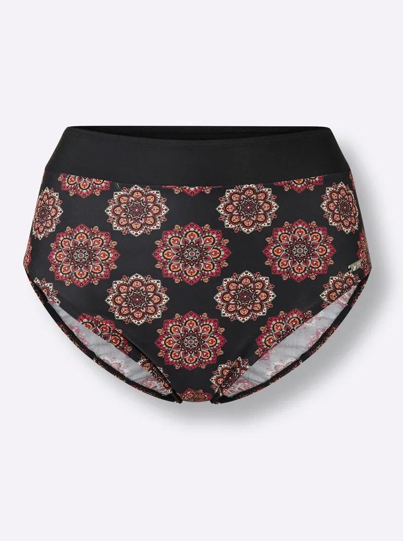 feel good Bikini-Slip schwarz-rot-bedruckt, Schwarz-rot-bedruckt, – Produktbild 1 von 2