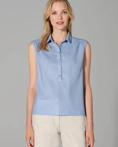 HempAge HempAge Hanf Bluse mit Polokragen, Water (blau), – Produktbild 2 von 2