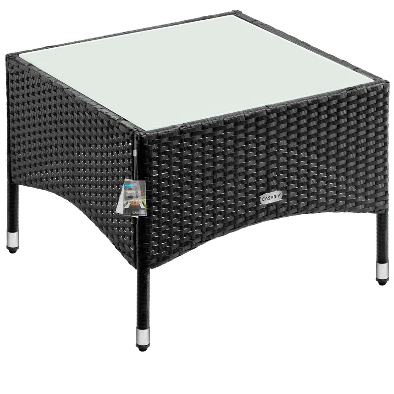 Casaria® Polyrattan Beistelltisch Schwarz 58x58x42cm, Schwarz, – Produktbild 1 von 2