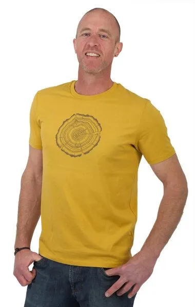 Life-Tree Life-Tree Shirt aus Biobaumwolle Fairwear für Herren "Treeslice" in Ocre-Gelb – Produktbild 4 von 5