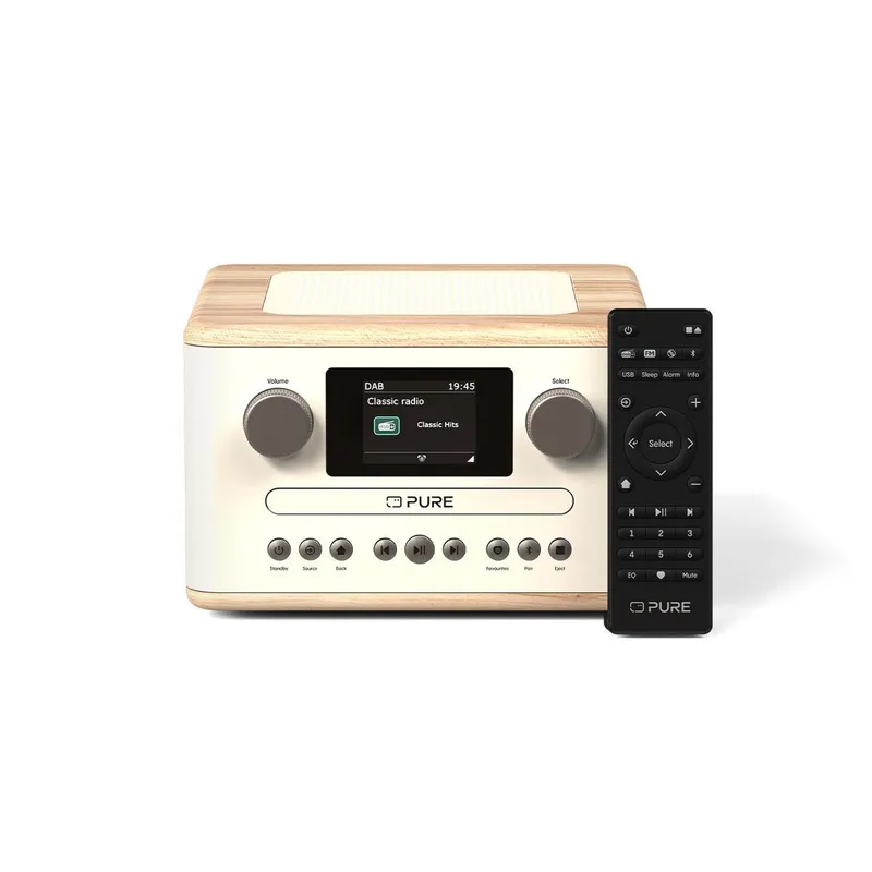 Pure Classic C-D4 Baumwoll-Weiß/Eiche DAB+ Radio mit CD Player – Produktbild 1 von 1