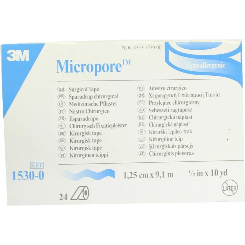 Solventum Germany MICROPORE Vliespfl.1,25 cmx9,1 m weiß 1530-0 24 St Pflaster – Produktbild 1 von 1