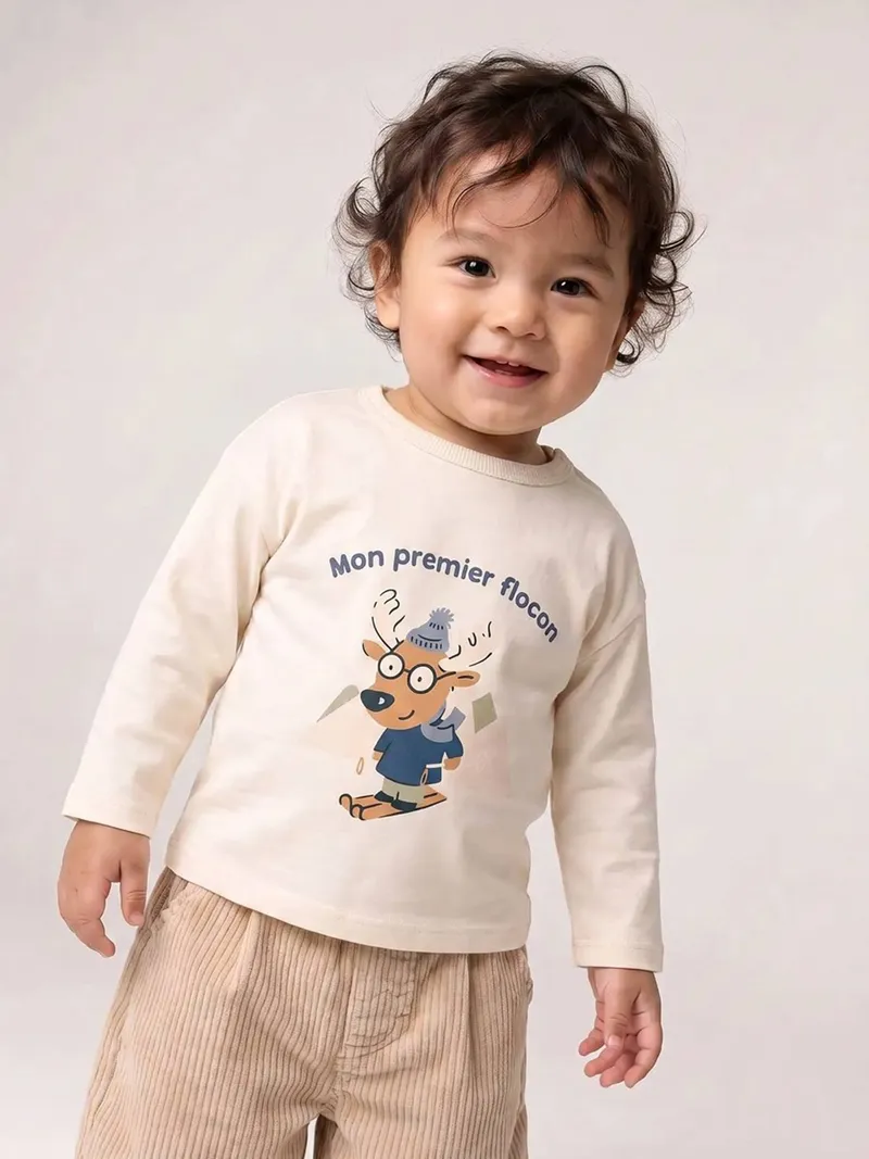 Vertbaudet Baby Shirt mit Schriftzug, Wollweiß, – Produktbild 2 von 4