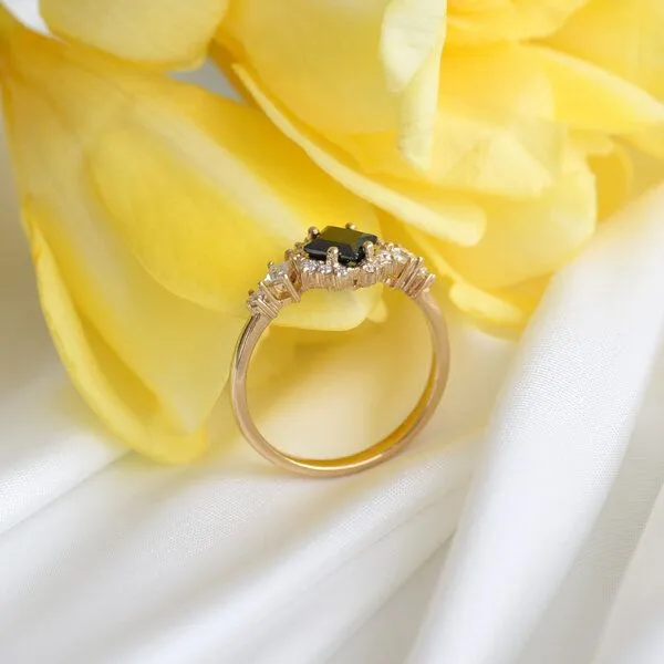Eppi Eppi Perfekter Ring mit schwarzem Diamanten und Moissaniten Medrie, Weiss, – Produktbild 3 von 4