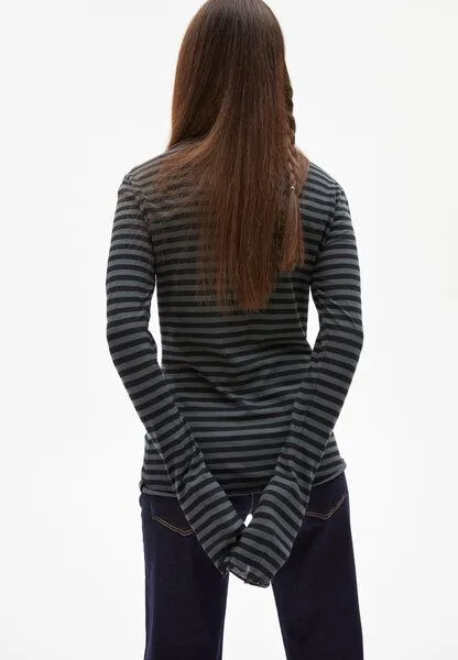 ARMEDANGELS ARMEDANGELS MALENAA STRIPES - Damen Longsleeve aus Bio-Baumwolle, Vintage green-black, – Produktbild 2 von 4