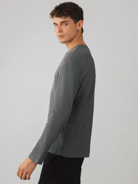 Honest Basics Honest Basics Herren Henley Langarmshirt aus Bio- und recycelter Baumwolle, Shale, – Produktbild 3 von 4