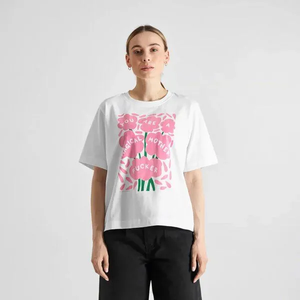 Dedicated DEDICATED Vadstena T-Shirt Magical Flowers, Weiß, – Produktbild 1 von 4