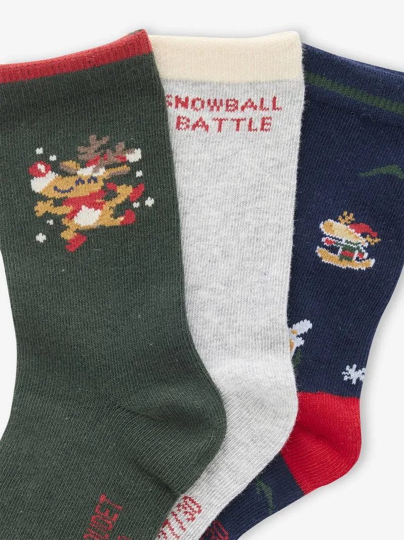 Vertbaudet 3er-Pack Weihnachts-Socken für Kinder, Grau meliert, – Produktbild 3 von 3
