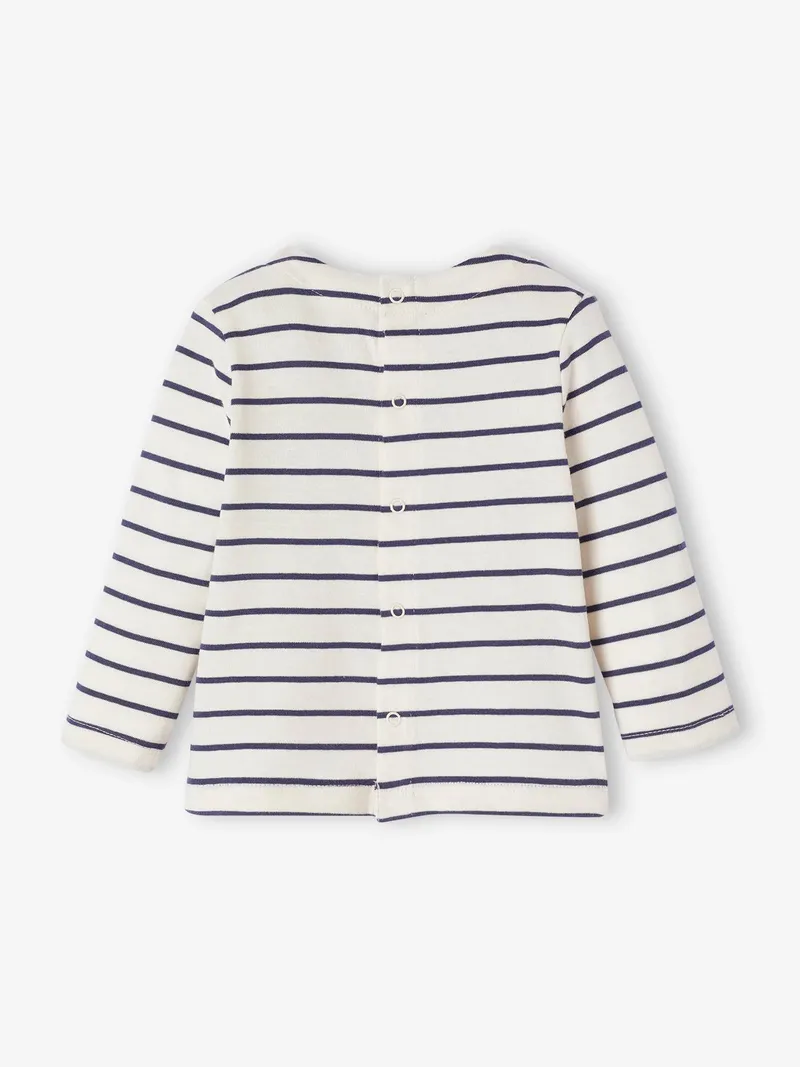 Vertbaudet Baby Ringelshirt mit langen Ärmeln, Wollweiß, – Produktbild 3 von 3