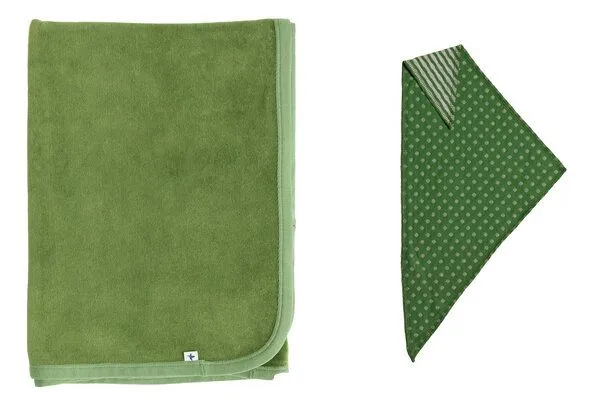 Leela Cotton Leela Cotton Nickydecke & Dreiecktücher Bremer Set, Waldgrün, – Produktbild 1 von 1