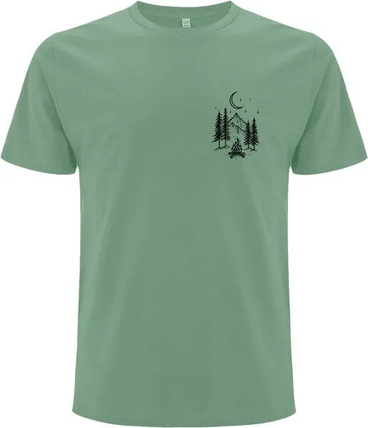 Spreecult Spreecult Kleines Lagerfeuer - Bio und Fair - Männer Unisex T-Shirt - Zelten Wald Camping, Sage green, – Produktbild 3 von 3
