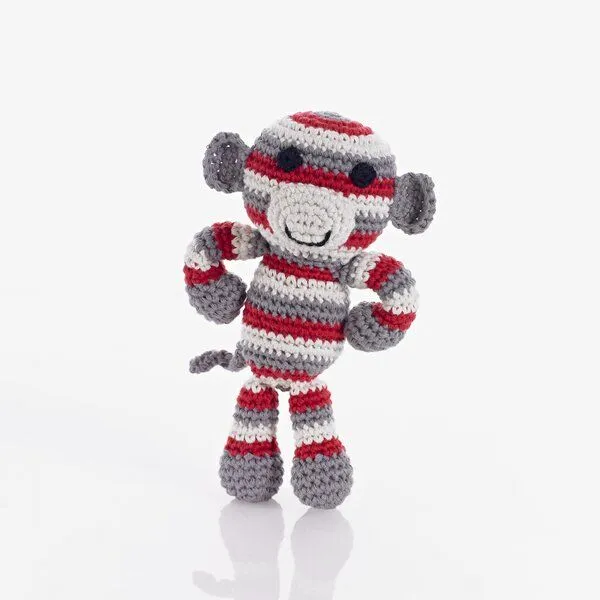 Pebble Pebble Monkey Rassel, Rot grau weiss, – Produktbild 1 von 3