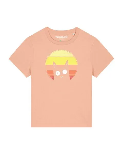 watapparel watapparel T-Shirt Frauen Sunset Cat, Fraiche peche, – Produktbild 1 von 3