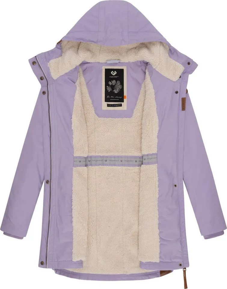 ragwear ragwear Wintermantel Elsie stylischer Winterparka mit Kapuze und Teddyfleece, Lila, – Produktbild 1 von 4