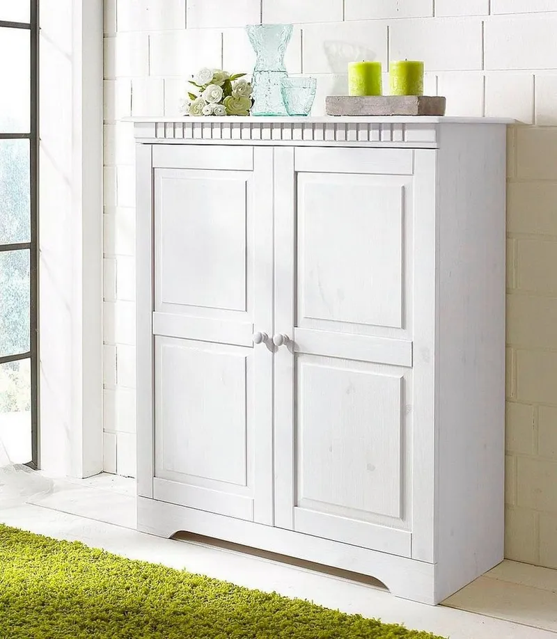 OTTO home Kommode Cubrix, aus schönem massivem Kiefernholz, Höhe 100 cm, Weiß, – Produktbild 2 von 5