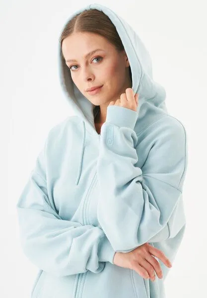 ORGANICATION ORGANICATION ESSENTIALS-JALE- Soft Touch Sweatjacke aus Bio-Baumwolle, Mint blue, – Produktbild 3 von 4