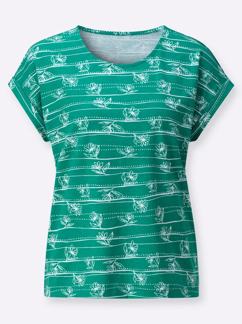 Witt Shirt smaragd-weiß-bedruckt, Smaragd-weiß-bedruckt, – Produktbild 1 von 2
