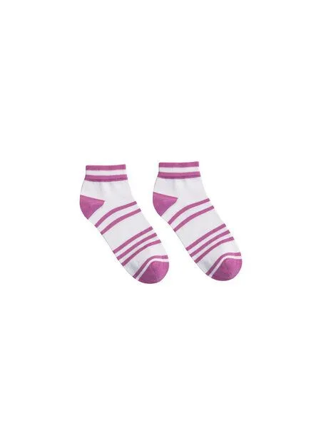 LANIUS LANIUS Sneaker Socken Streifen aus Bio-Baumwolle, White/dark-mauve, – Produktbild 1 von 2