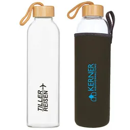 elasto elasto Glasflasche Bamboo mit Hülle, 1000 ml – Produktbild 1 von 1