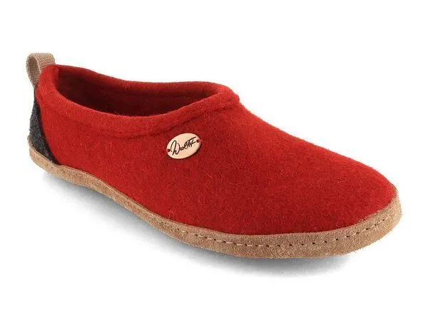 WoolFit WoolFit Homeoffice Hausschuhe 'Highland' aus 100% Wolle mit vegetabiler Ledersohle, Rot, – Produktbild 1 von 3